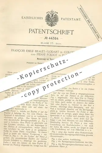 original Patent - François Emile Bralet Godart , Colombe sur Seine , Pierre Foliot , Paris Frankreich | Spielzeug - Uhr
