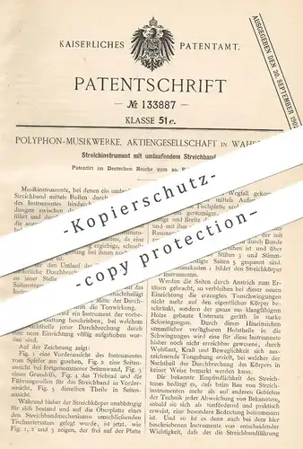 original Patent - Polyphon-Musikwerke AG , Wahren , 1901 , Streichinstument | Musikinstrument | Musik !!!