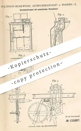 original Patent - Polyphon-Musikwerke AG , Wahren , 1901 , Streichinstument | Musikinstrument | Musik !!!