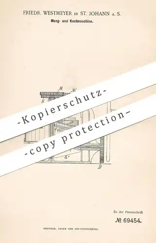 original Patent - Friedr. Westmeyer , St. Johann , 1892 , Mengmaschine , Knetmaschine für Teig | Bäcker , Bäckerei !!!