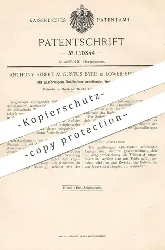 original Patent - Anthony Albert Augustus Byrd , Lower Edmonton 1899 | Mit gasförmigem Quecksilber arbeitender Amalgator