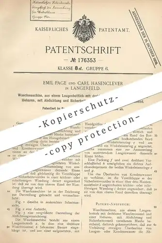original Patent - Emil Page , Carl Hasenclever , Langerfeld , 1904 , Waschmaschine | Waschtrommel | Wäsche !!!