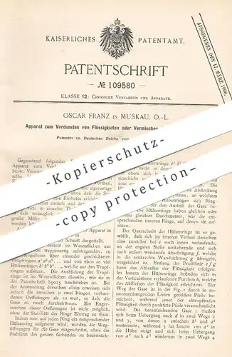 original Patent - Oscar Franz , Muskau , 1899 , Verdunsten von Flüssigkeiten | Gas - Gemisch | Gase | Chemie !!!
