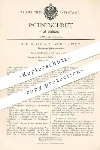 original Patent - Rud. Meyer , Oelmühle / Plön , 1899 , Elastischer Schuhverschluss | Schuh , Schuhwerk , Schuster !!!