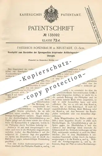 original Patent - Friedrich Rosenbaum , Neustadt , Schlesien 1901 , Rauchpfeil für Artilleriegeschoss | Waffen , Militär