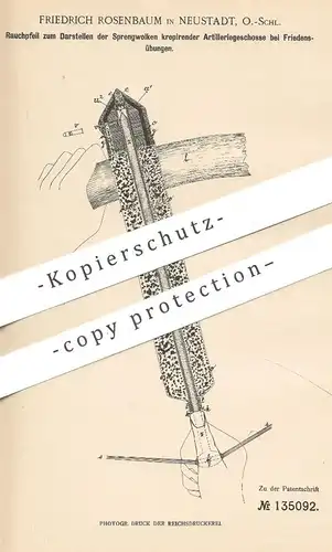 original Patent - Friedrich Rosenbaum , Neustadt , Schlesien 1901 , Rauchpfeil für Artilleriegeschoss | Waffen , Militär