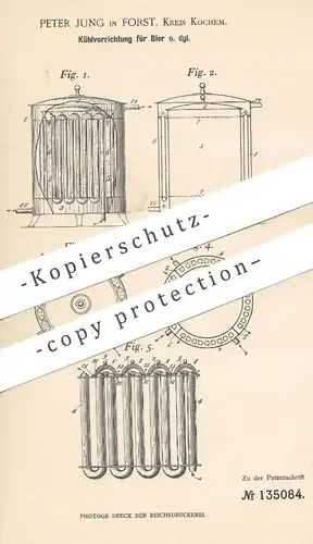 original Patent - Peter Jung , Forst / Kochem , 1901 , Kühlvorrichtung für Bier , Getränke | Kühlung , Kühlschrank !!!