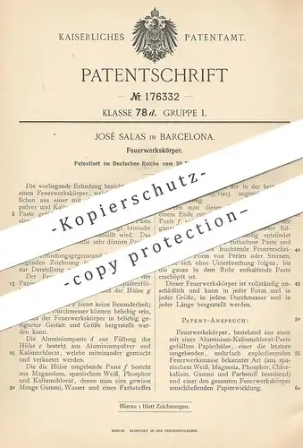 original Patent - José Salas , Barcelona , Spanien , 1905 , Feuerwerkskörper | Feuerwerk | Rakete , Raketen !!!