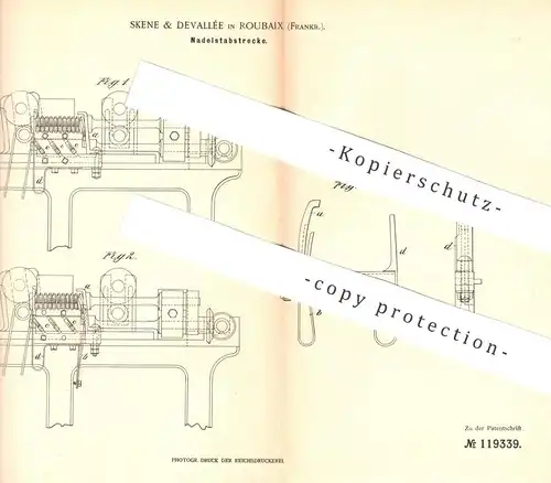 original Patent - Skene & Devallée , Roubaix , Frankreich , 1900 , Nadelstabstrecke | Nadel , Nähmaschine , Schneider !