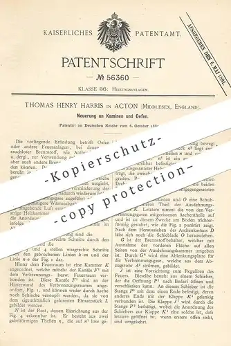 original Patent - Thomas Henry Harris , Acton , Middlesex , England , 1889 , Kamin , Ofen | Kamine , Öfen | Ofenbauer
