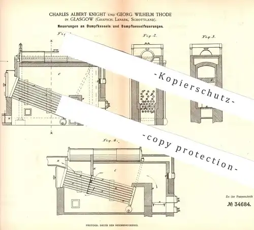 original Patent - Charles Albert Knight , Georg Wilhelm Thode , Glasgow , Grafschaft Lanark , Schottland | Dampfkessel