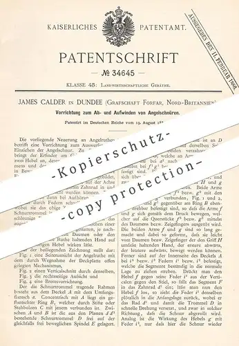 original Patent - James Calder , Dundee , Grafschaft Forfar , England , 1885 , Angelwinde | Angel , Angler , Fischer !!!