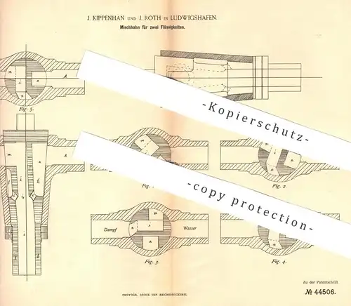 original Patent - J. Kippenhahn , J. Roth , Ludwigshafen | Mischhahn für 2 Flüssigkeiten | Mischbatterie | Wasserhahn