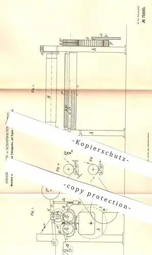 original Patent - Johannes Müller , Schaffhausen , Schweiz 1893 , Auftragen von Flüssigkeiten auf Papier | Leim , Tapete