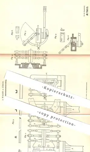 original Patent - A. Walder , Zürich , Schweiz , 1893 , Gehrungsstabeisenschneidevorrichtung | Metall - Gehrung | Eisen