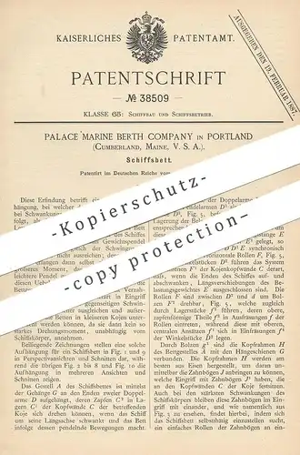 original Patent - Palace Marine Berth Company , Portland , Cumberland , Maine USA , 1886 , Schiffsbett | Bett für Schiff