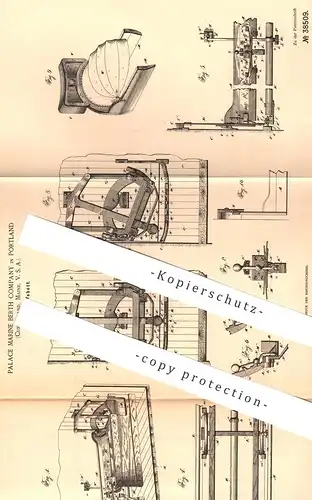 original Patent - Palace Marine Berth Company , Portland , Cumberland , Maine USA , 1886 , Schiffsbett | Bett für Schiff