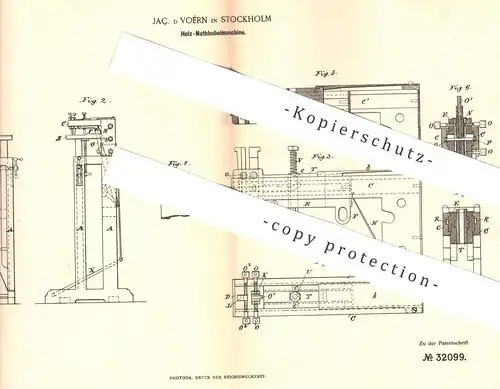 original Patent - Jaç. d Voèrn , Stockholm , Schweden , 1885 , Holz - Nuthhobelmaschine | Hobel , Holzhobel | Tischler