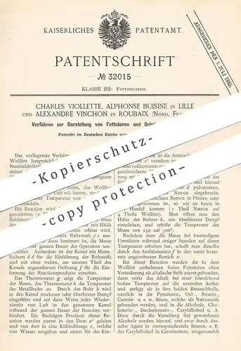 original Patent - Charles Viollette , Alphonse Buisine , Lille | A. Vinchon , Roubaix , Frankreich | Fettsäure , Ölsäure