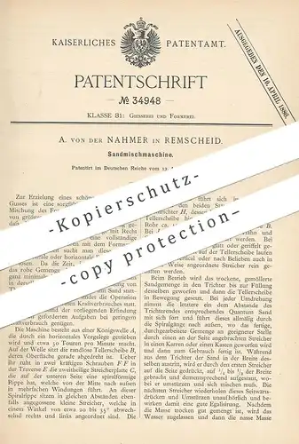 original Patent - A. von der Nahmer , Remscheid | Sandmischmaschine | Sand , Kies | Mischer | Maurer | Mischmaschine