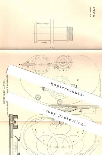original Patent - Rudolf Klein , Zürich , Schweiz , 1883 , Momentverschluss für photographisches Objektiv | Foto Kamera