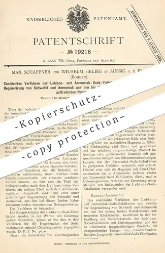 original Patent - Max Schaffner , Wilhelm Helbig , Aussig / Elbe / Böhmen 1882 | Fabrikation v. Leblanc u. Ammoniak Soda