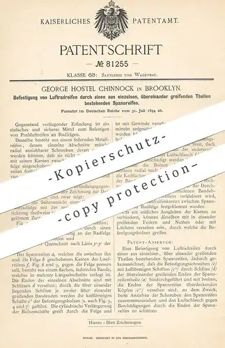 original Patent - George Hostel Chinnock , Brooklyn , 1894 , Luftradreifen | Radreifen , Rad , Reifen , Wagenbau !!!