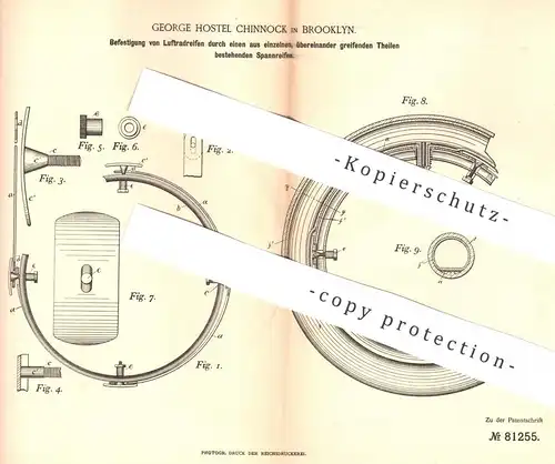 original Patent - George Hostel Chinnock , Brooklyn , 1894 , Luftradreifen | Radreifen , Rad , Reifen , Wagenbau !!!