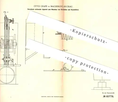 original Patent - Otto Grape , Magdeburg / Buckau 1890 , Waschen von Kristallen und Kristallblei | Zucker , Zuckerfabrik