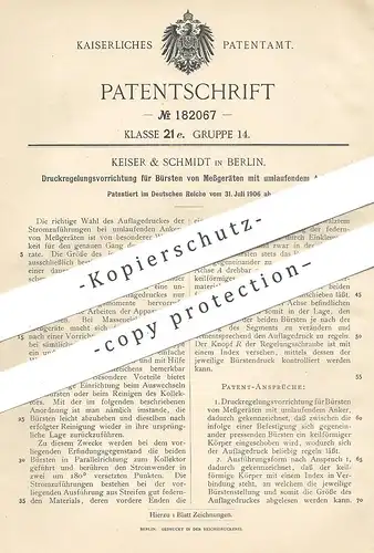 original Patent - Keiser & Schmidt , Berlin , 1906 , Druckregelung der Bürsten am Meßgerät | Strom , Elektriker !!!
