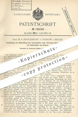 original Patent - W. A. Hirschmann , Berlin / Pankow , 1905 , elektrotherapeutische Behandlung von Mensch & Tier | Strom