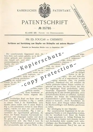 original Patent - Ph. Ed. Foucar , Chemnitz , Strümpfe stopfen | Stricken , Nähen , Schneider , Flechten , Wolle !!!