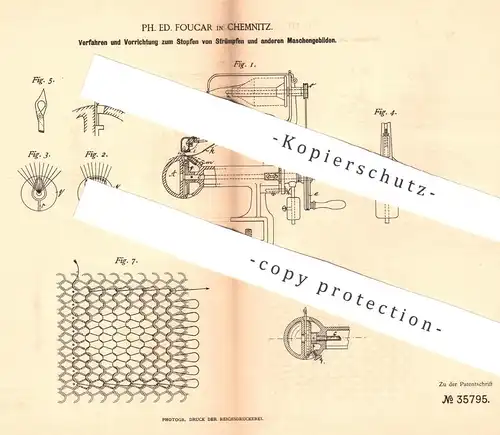 original Patent - Ph. Ed. Foucar , Chemnitz , Strümpfe stopfen | Stricken , Nähen , Schneider , Flechten , Wolle !!!