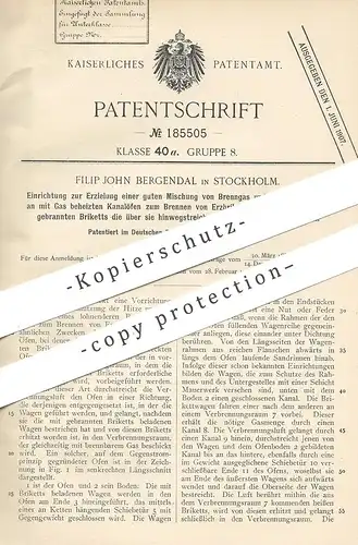 original Patent - Filip John Bergendal , Stockholm Schweden 1905 , Gemisch von Brenngas u. Verbrennungsluft | Gas , Ofen