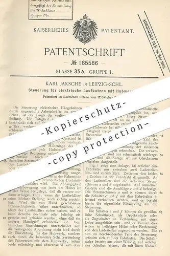 original Patent - Karl Jaksche , Leipzig , 1905 , Steuerung für elektr. Laufkatze mit Hubwerk | Hängebahn | Bahn !!!