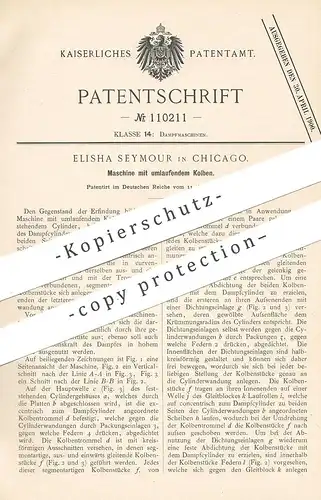 original Patent - Elisha Seymour , Chicago , Maschine mit umlaufenden Kolben | Motor , Motoren | Dampfmaschine !!!