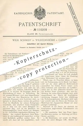 original Patent - Wilh. Schmidt , Wilhelmshöhe / Kassel , 1898 , Überhitzer mit Heizung | Feuerung , Dampfmaschine !!!