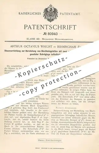 original Patent - Arthur Octavius Wright , Birmingham , England , 1893 , Stanzen für Blechplatten | Metall , Blech !!!