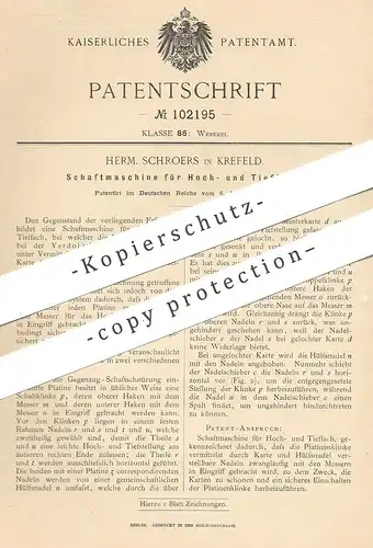 original Patent - Herm. Schroers , Krefeld , 1898 , Schaftmaschine | Nähmaschine | Verdol , Jacquard , Schneider !!