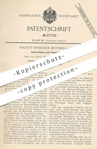 original Patent - Société Ostheimer Brothers , Paris , 1895 , | Isolierung | Strom , Kabel , Elektriker , Elektrik !!!