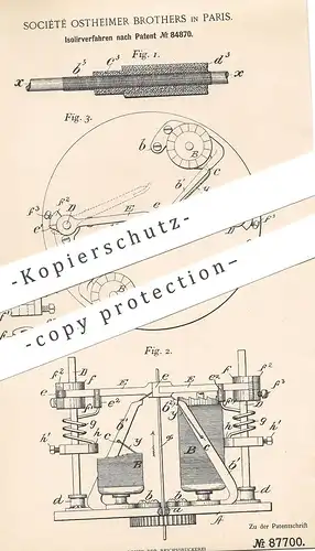 original Patent - Société Ostheimer Brothers , Paris , 1895 , | Isolierung | Strom , Kabel , Elektriker , Elektrik !!!