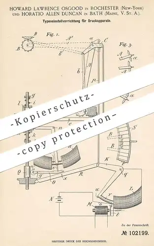 original Patent - Howard Lawrence Osgood , Rochester New York | Horatio Allen Duncan , Bath , Telegrah , Schreibmaschine