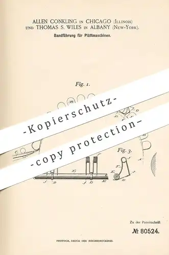 original Patent - Allen Conkling , Chicago , Illinois | Thomas S. Wiles , Albany , New York , Plätteisen , Bügeleisen !!