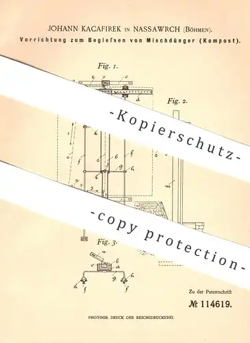 original Patent - Johann Kacafirek , Nassawrch , Böhmen , 1900 , Begießen von Dünger , Kompost mit Jauche | Gärtner !!!