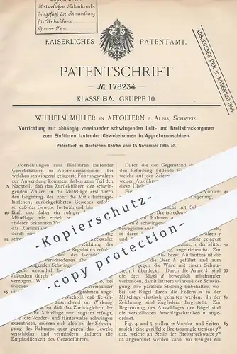 original Patent - Wilhelm Müller , Affoltern a. Albis , Schweiz , Appreturmaschine | Appretur , Gewebe , Walze !!