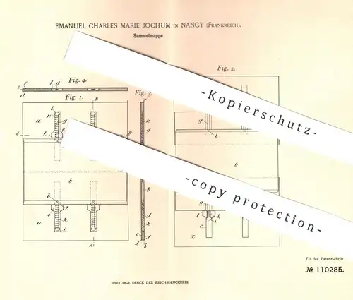 original Patent - Emanuel Charles Marie Jochum , Nancy , Frankreich , 1899 , Sammelmappe | Mappe , Ordner , Buchbinder !