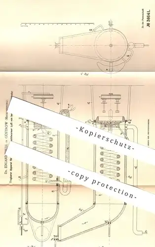 original Patent - Dr. Eduard Krull , Güstrow , Mecklenburg , 1886 , Apparat für Einatmung feuchtwarmer Luft | Medizin !