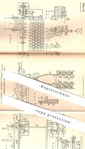 original Patent - Ch. F. Hilder , Holborn , London , England , 1893 , Typenablegemaschine | Typen - Druck | Druckerei !