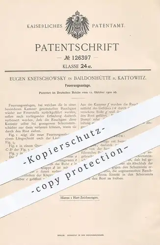 original Patent - Eugen Knetschowsky , Baildonhütte / Kattowitz , 1900 , Feuerungsanlage | Feuerung , Ofen , Heizung !!