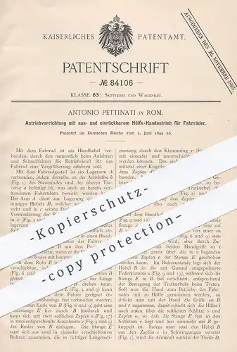 original Patent - Antonio Pettinati , Rom , Italien  1895 , Antrieb für Fahrräder | Fahrrad | Velociped , Rad , Wagenbau